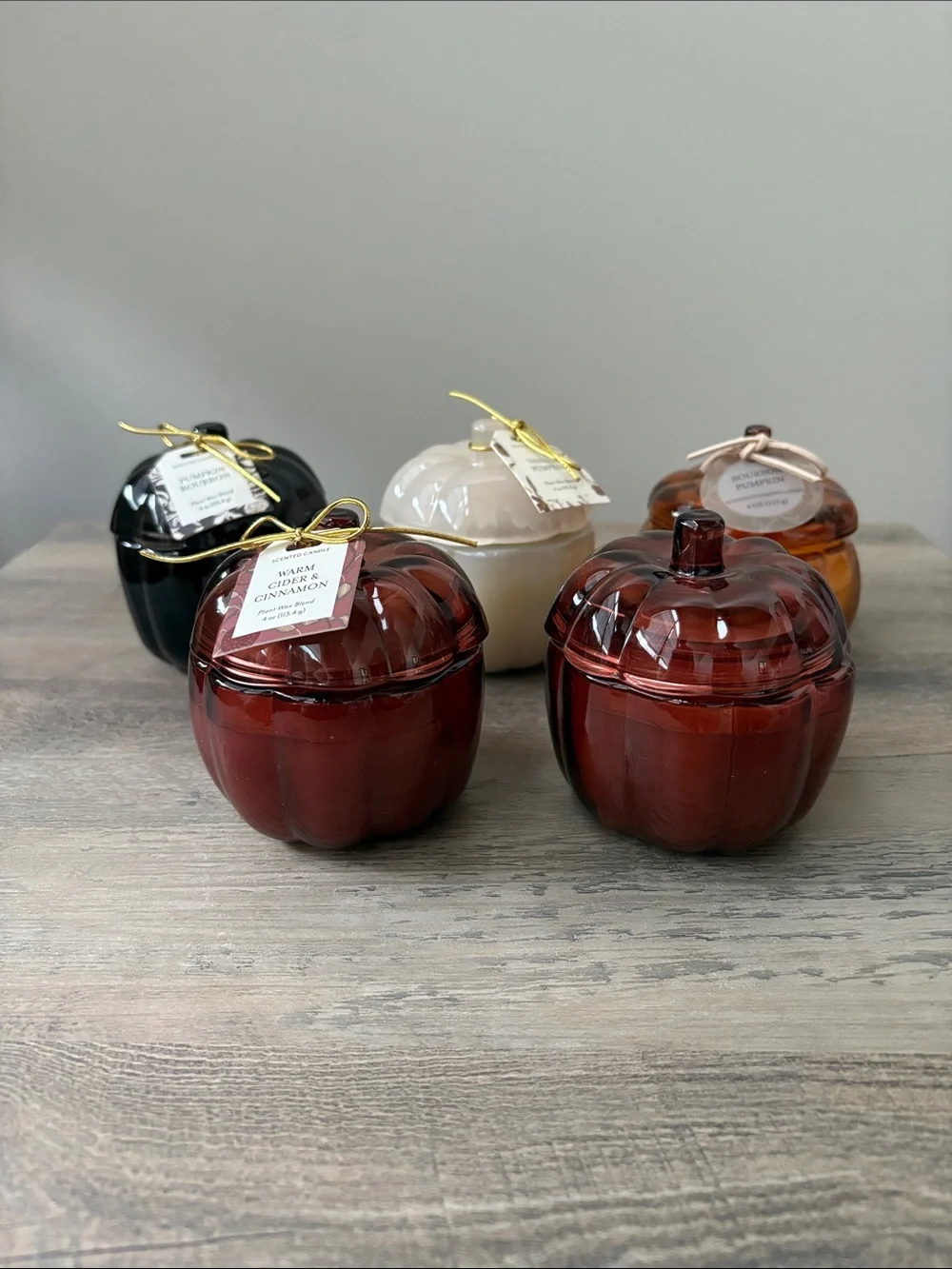 Lot of 5 Target Assorted Glass Pumpkin Candles